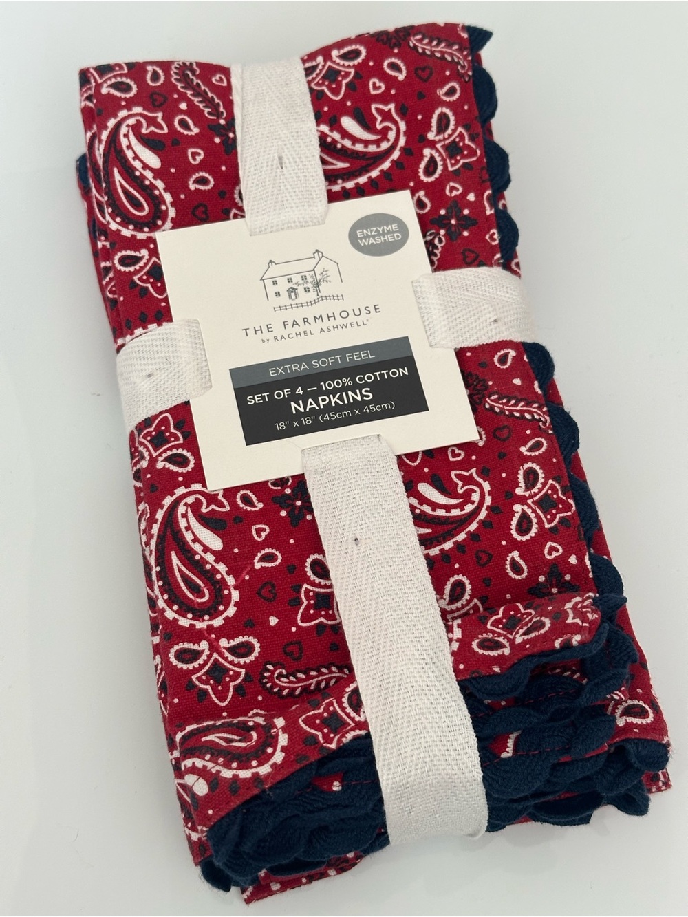 The Farmhouse by Rachel Ashwell Americana Bandana Napkins 100%
Cotton Brand New